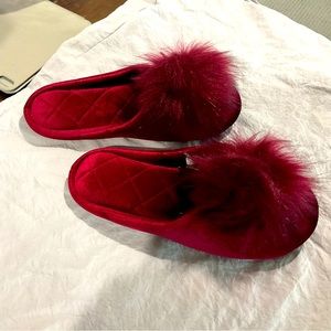 INC red slippers with puff